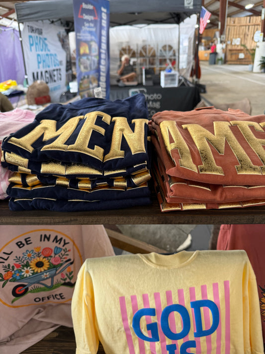 Amen | Gold Puff Print Tee
